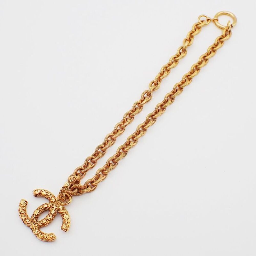 Chanel Vintage Cc Logo Chain Charm Pendant Gold-Plated Gold Gold_Plated Necklace